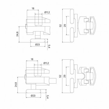 Ролики IDDIS 2 верхних, 2 нижних двойные, D=23 мм хром, стекло 7-8 мм (966D23C8DZ)