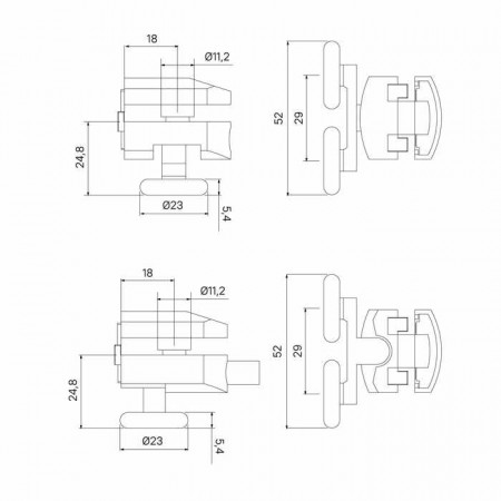 Ролики IDDIS 2 верхних, 2 нижних двойные, D=23 мм хром, стекло 7-8 мм (966D23C8DZ)