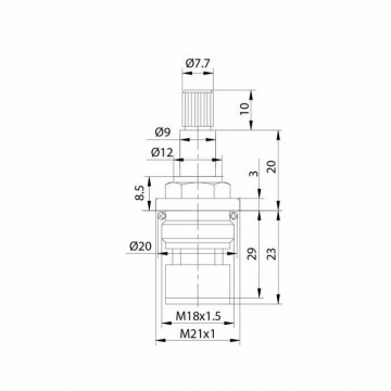 Кран-букса керамическая, 90, 20 зубцов, M18x1,5, M21, h=53 мм, IDDIS (998CR532SM)