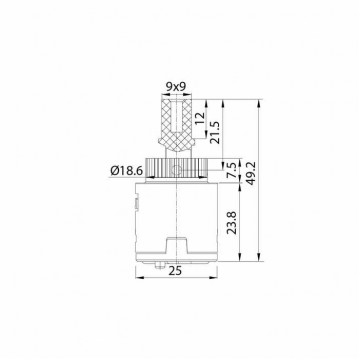 Картридж керамический для смесителя, 25 мм, без ножек, IDDIS (999C25D0SM)