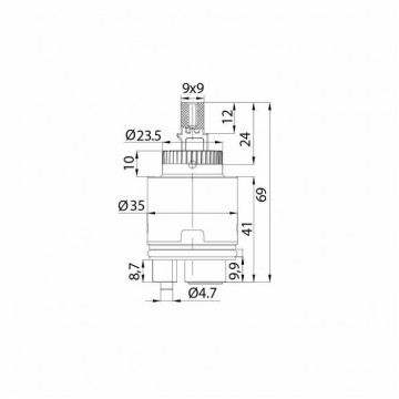 Картридж керамический для смесителя, 35 мм, с ножками, IDDIS (999C35H0SM)